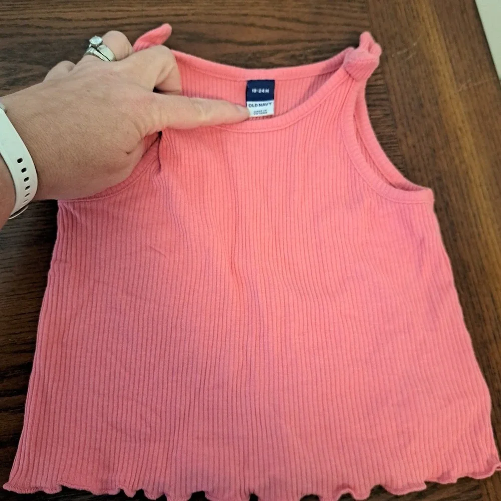 Lot 6 Old Navy Carters Toddler Girls Tops Tank Cami Ruffle Pink Blue 18M 2T